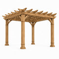 Pergola de jardin en bois brun avec treillis ouvert, style traditionnel, 400 x 300 x 270 cm