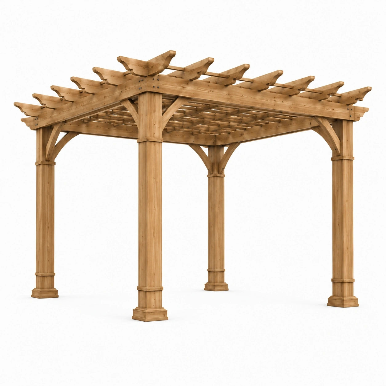 Pergola de jardin en bois brun avec treillis ouvert, style traditionnel, 400 x 300 x 270 cm