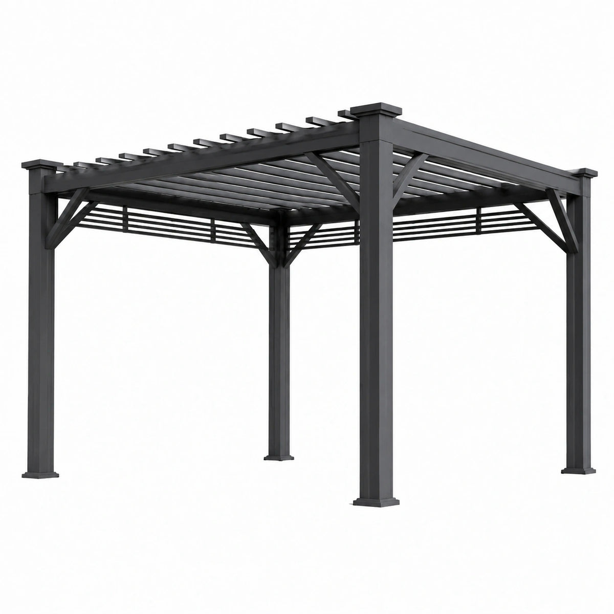 Pergola de jardin en aluminium anthracite avec toit ajouré fixe, 600 x 300 x 250 cm
