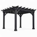 Pergola de jardin en bois noir à toit ajouré, 300 x 300 x 240 cm