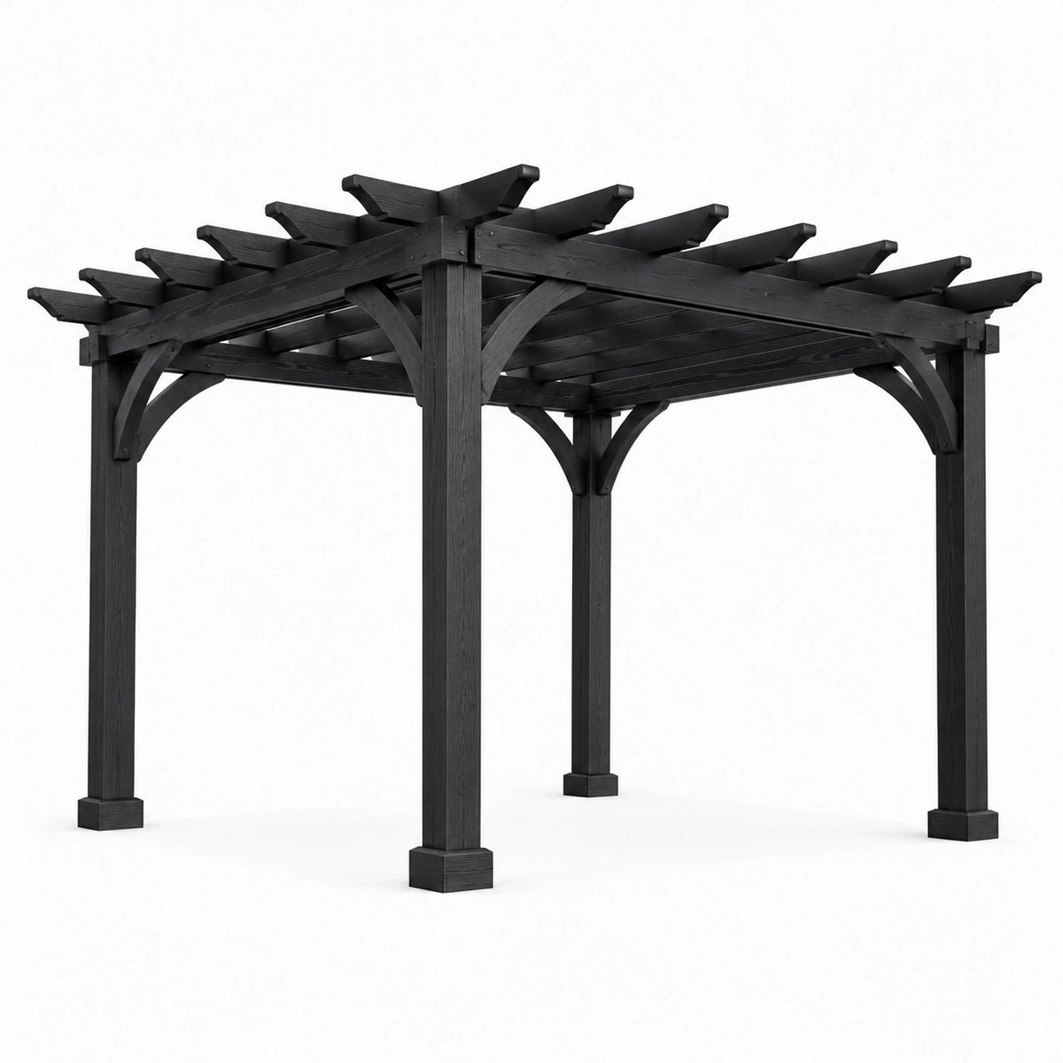 Pergola de jardin en bois noir à toit ajouré, 300 x 300 x 240 cm