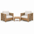 Ensemble de jardin 3 pièces marron naturel, beige et écru avec 2 fauteuils 76 x 78 x 78 cm et table 50 x 50 x 42 cm