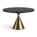 Table à manger ronde en marbre noir et métal doré, Ø 120 x H 75 cm, pied central contemporain