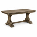 Table à manger rectangulaire en bois brun taupe, 180 x 90 x 76 cm, piètement double rustique