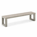 Banc moderne en béton gris à assise ajourée, 180 x 40 x 45 cm