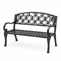Banc de jardin deux places en métal noir avec dossier ajouré, 127 x 60 x 88 cm