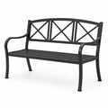 Banc de jardin 2 places en métal noir avec dossier à croisillons – 127 x 60 x 86 cm