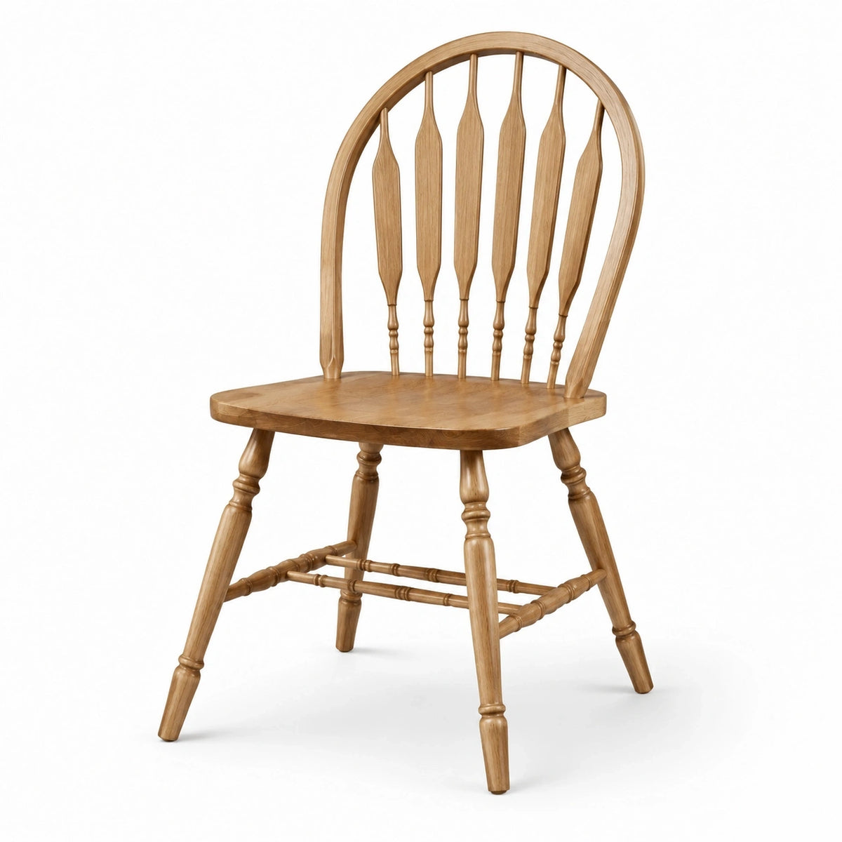 Chaise Windsor en bois naturel avec dossier à barreaux, 49 x 53 x 92 cm